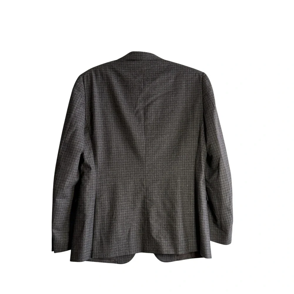 Z Zegna 54R 44R Gray Micro Check Blazer Italian Wool Blend Cut Tag Drop 8